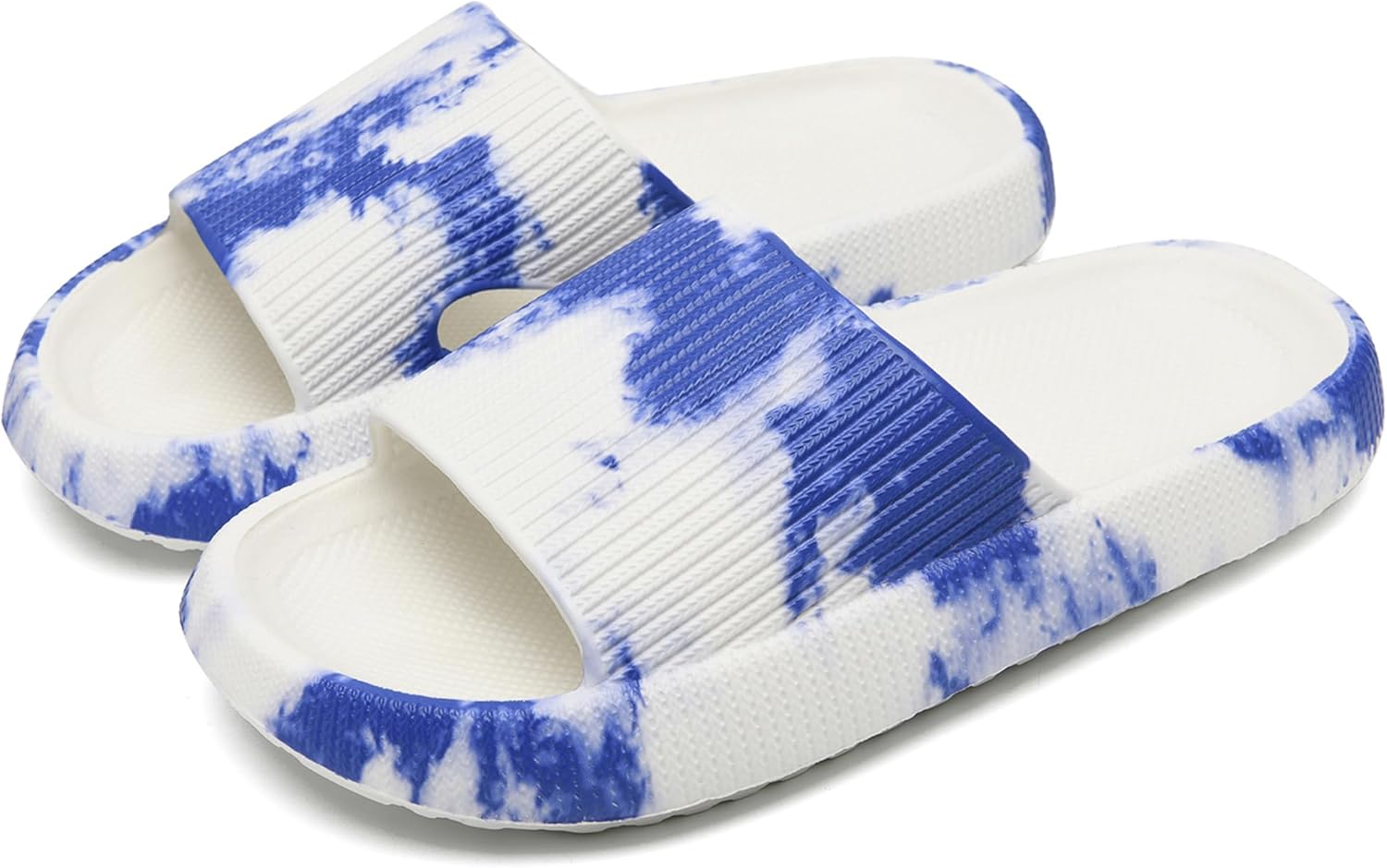 

Домашние тапочки rosyclo для женщин и мужчин, тапочки-подушки, шлепанцы для душа, тапочки для дома, удобные, легкие, с толстой подошвой, нескользящие, легко чистятся, белый/синий