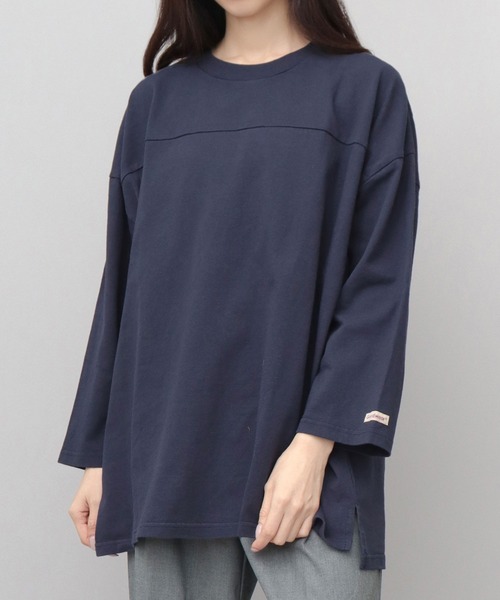 

Футболка для американского футбола, хлопковая, плотность 215 г/м², с рукавами 3/4, контрастными деталями, свободного кроя Goodwear, темно-синий