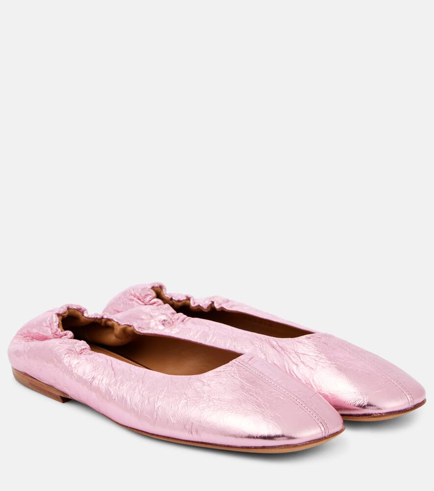 Балетки из металлизированной кожи Dries Van Noten, Pink