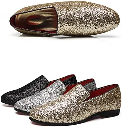 

Мужские слипоны с блестящей металлической пайеткой, текстурированные, с блеском, смокинг, туфли-лоферы на выпускной, роскошные свадебные туфли Haza Pairs, золотой