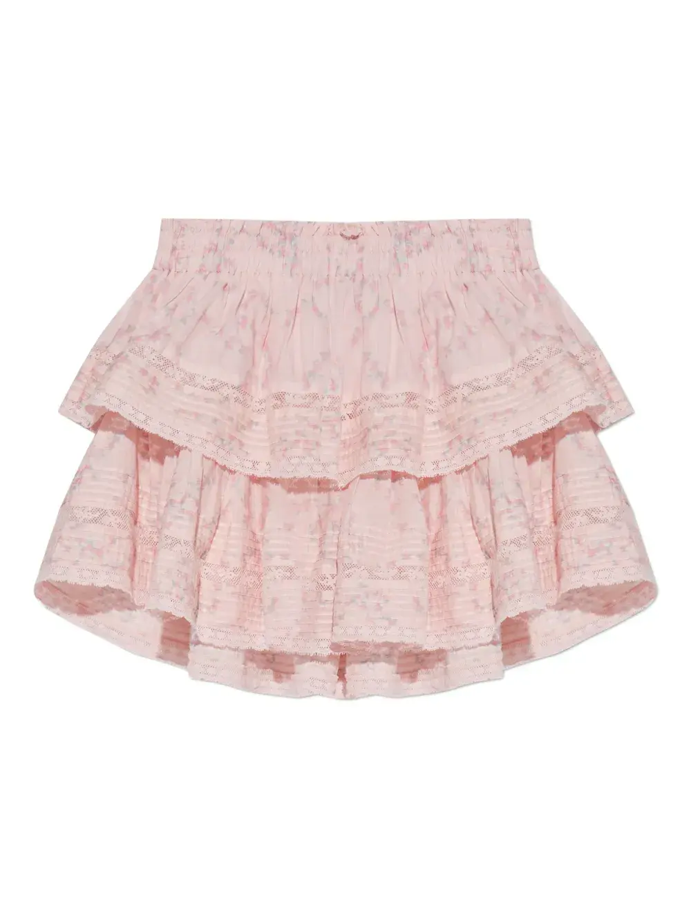 

Мини-юбка с оборками и ярусами Loveshackfancy, розовый