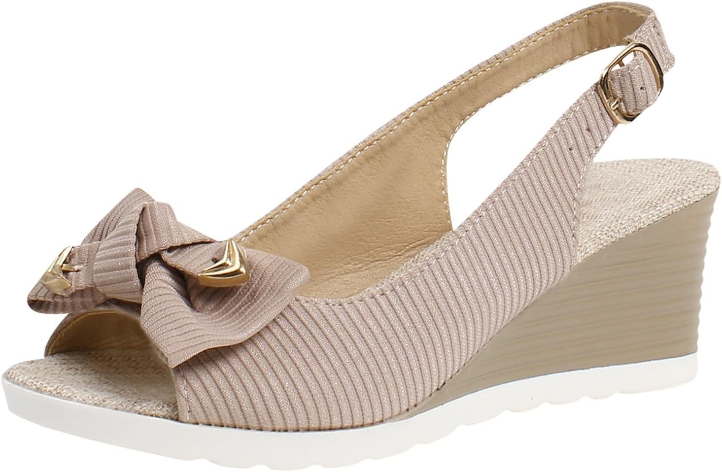 

Женские сандалии на танкетке, модные летние эспадрильи, сандалии на платформе с открытым носком, пряжка, танкетка, толстая подошва, поддержка свода стопы, ортопедические прогулочные туфли, праздничные туфли с бантом Zwrxw, розовый