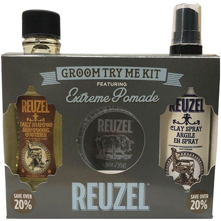 

Groom Try Me Kit Набор для укладки волос Extreme Hold Matte Pomade Reuzel
