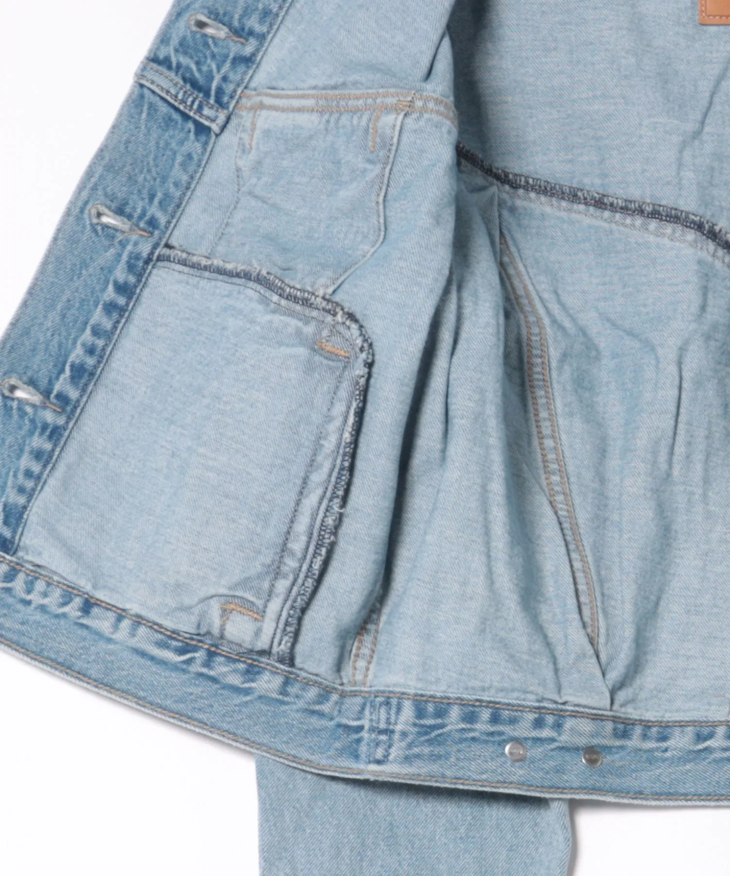 Джинсовая куртка Levi's без воротника, укороченная, в стиле 90-х, для дальнобойщиков. — фото 3