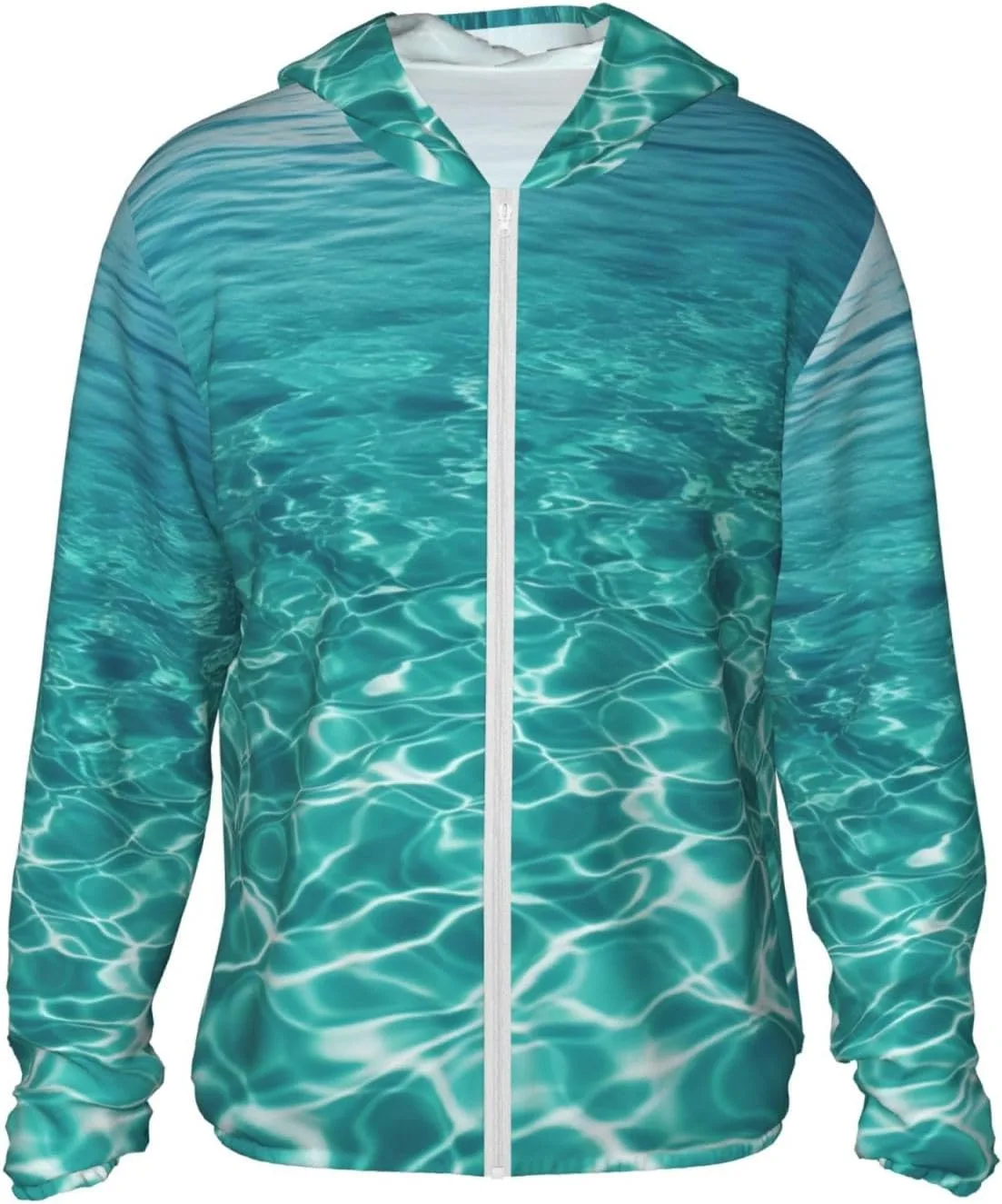 

Мужская толстовка с капюшоном UPF 50+ Blue Aqua для плавания и защиты от солнца FHEDVBN