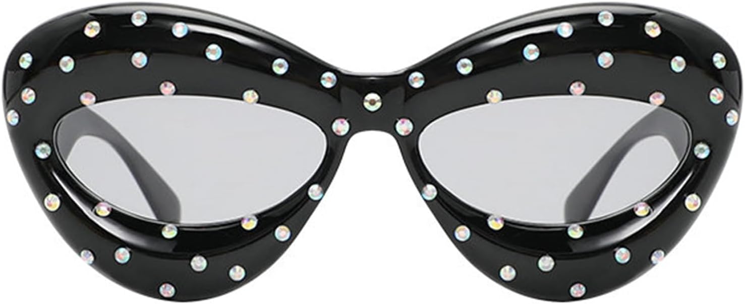 

Солнцезащитные очки Willochra Diamond Cat Eye для женщин, сексуальные солнцезащитные очки в форме губ, модные женские солнцезащитные очки в стиле панк со стразами для мужчин, Black