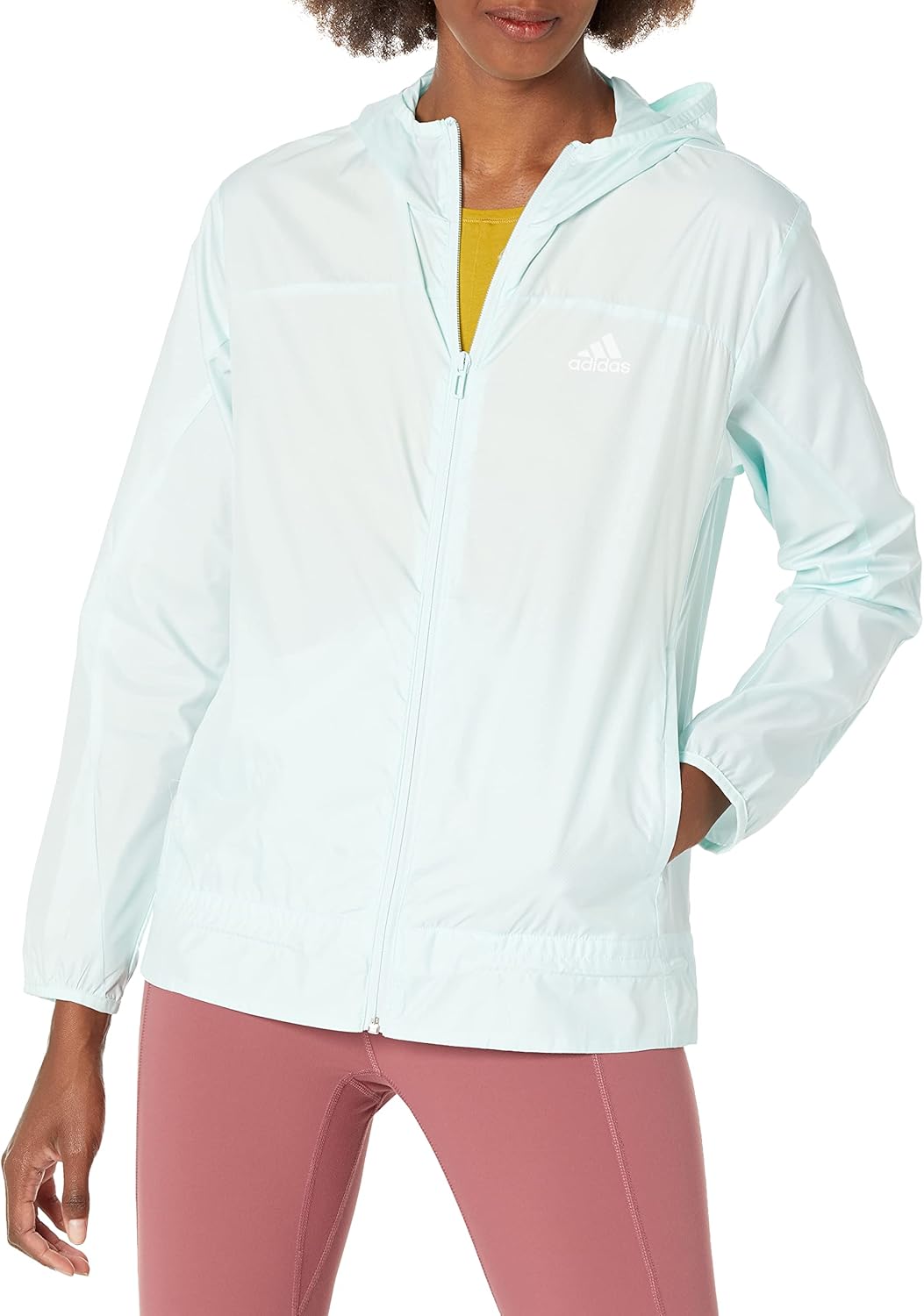 

adidas Женская ветровка для бега с логотипом, Ice Mint/White