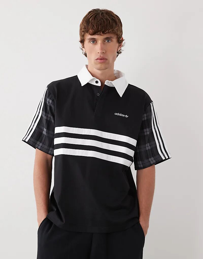 

Регбийное поло adidas Originals Tartan черного цвета