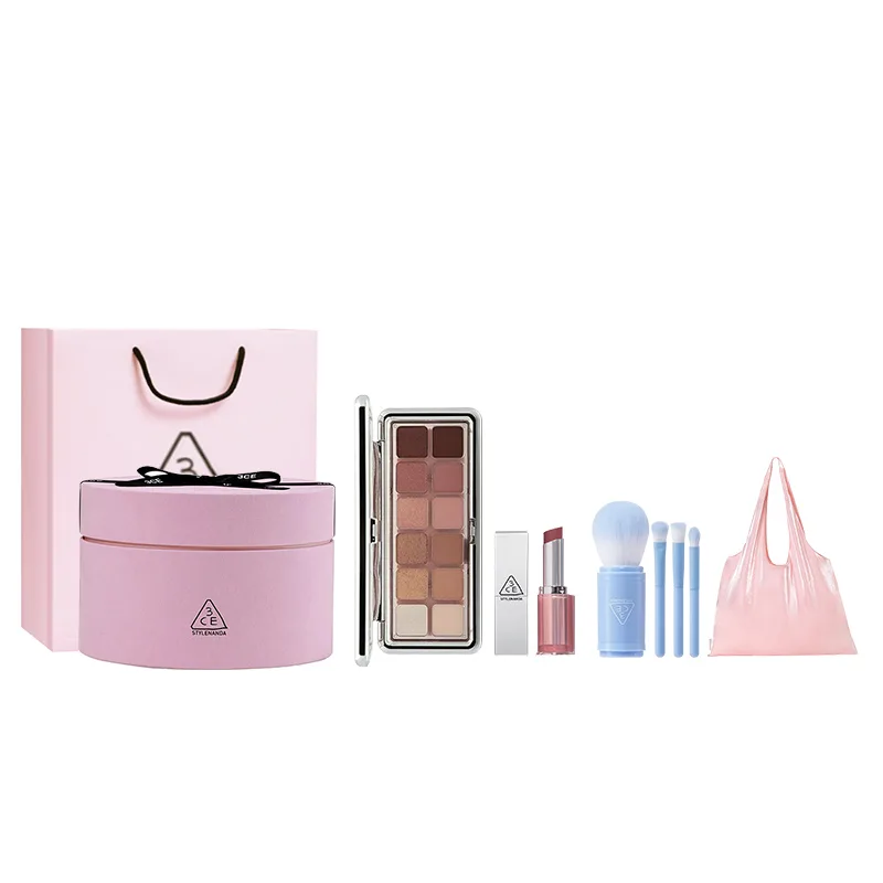 3CE Тени для век и помада Soft Focus, 12 цветов, шиммер, легко растушевываются, Apricot Pink Plate+Semi-Ripe Watermelon Flesh Color