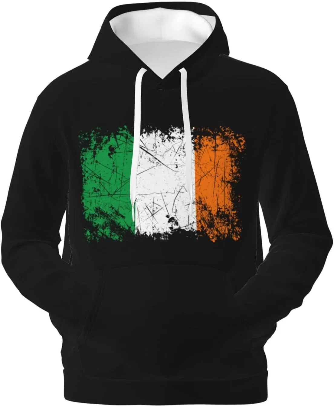 Мужской флисовый худи с капюшоном и карманом Ireland Irish Vintage Flag Pullover Sweater Generic, белый — фото 2