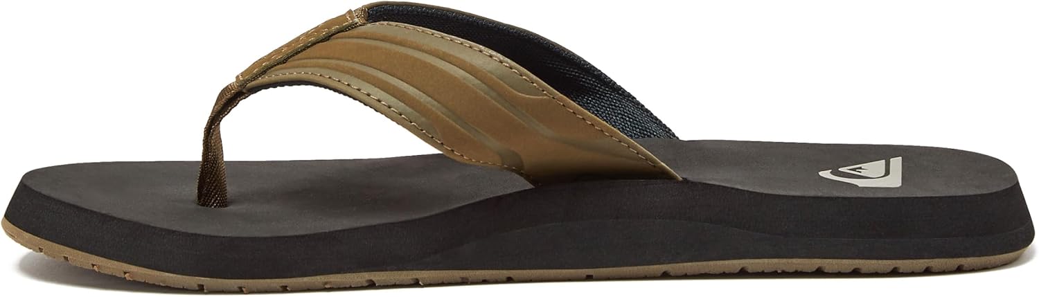 Мужские шлепанцы Quiksilver Monkey Wrench, спортивные с поддержкой свода стопы, размеры 6-15, мужские шлепки-сланцы, Tan/Solid — фото 3