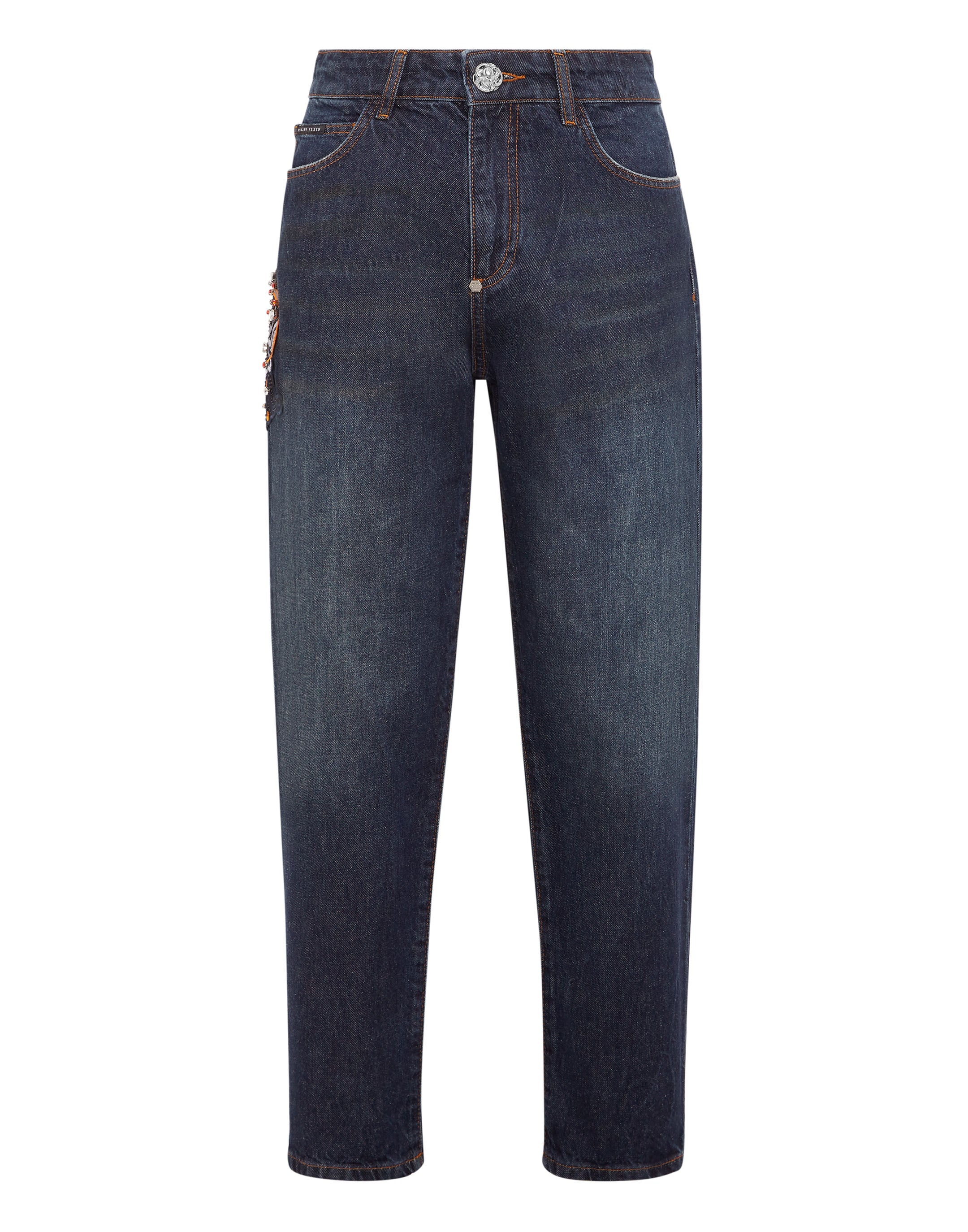 

Джинсовые брюки Mom Fit Paisley PHILIPP PLEIN, цвет deep ocean