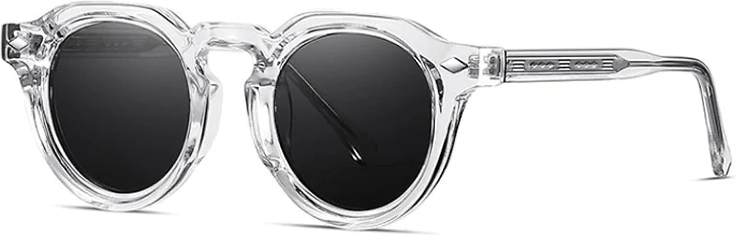 

Солнцезащитные очки с защитой от УФ-излучения UV400 для женщин и мужчин | Круглые, сине-зеленые, с заклепками | для занятий спортом на открытом воздухе DSVIGF, Transparent Grey