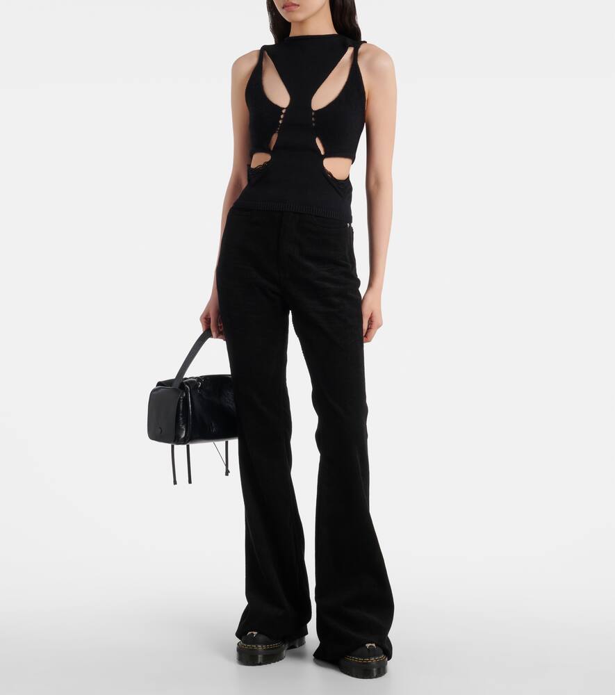 Топ из верджин вула с отделкой альпака Rick Owens, Black — фото 2