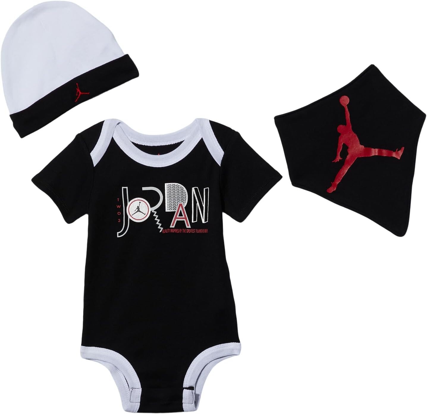 

Детский набор Jordan Hat Bodysuit Bib Set, черный