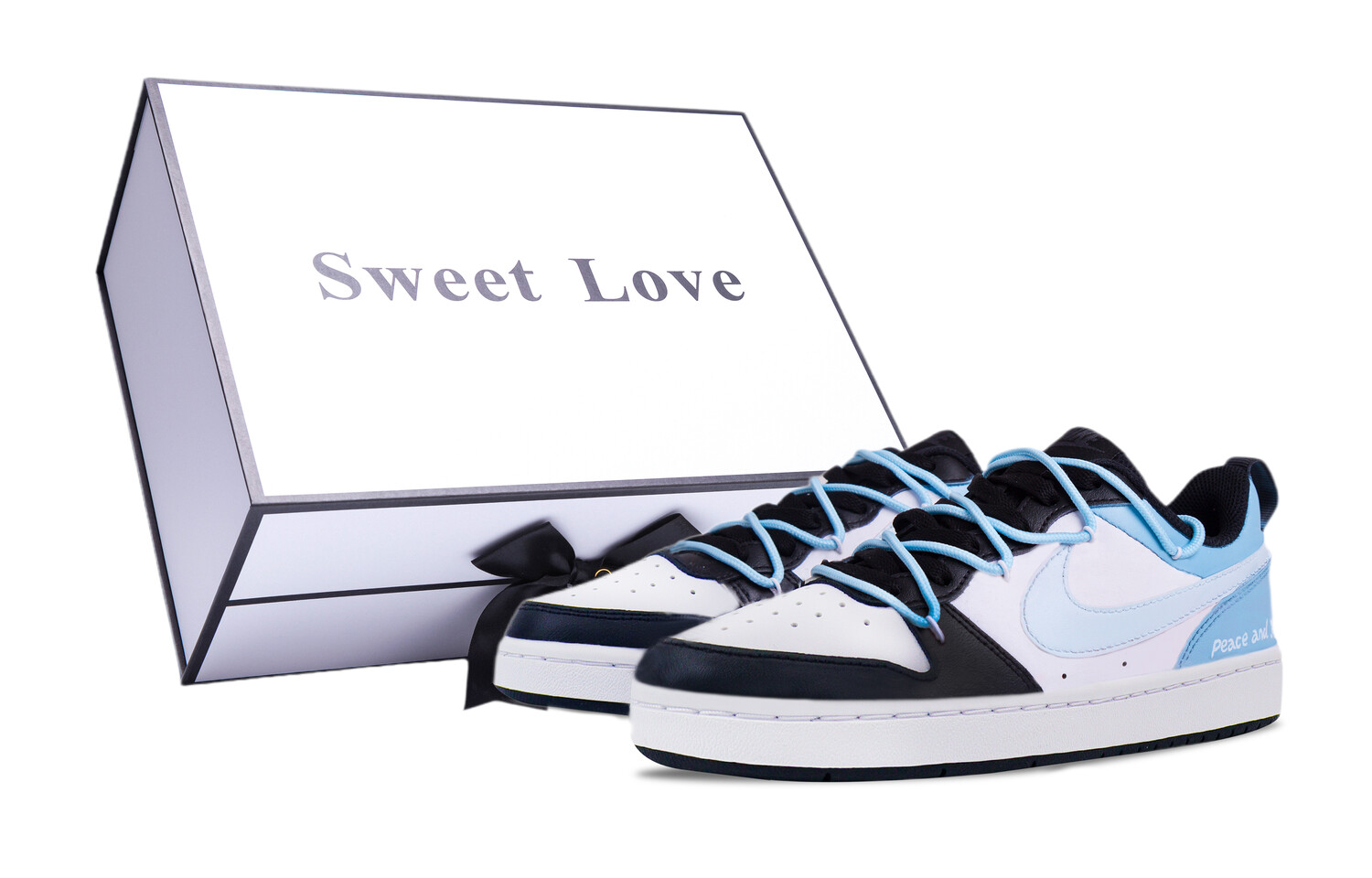 

Кроссовки Nike Court Borough 2 Skateboarding Shoes Women's Low-top University Blue/White/Black, синий/белый