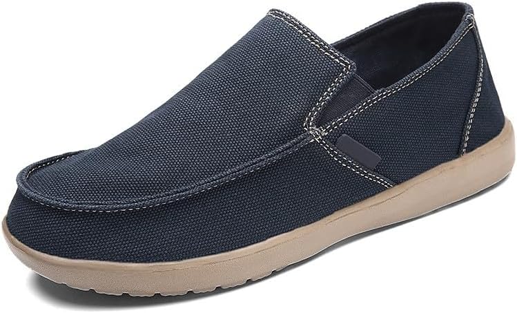 

Мужские слипоны из холщовой ткани, повседневные лоферы, мужские туфли-дек, удобные лодочные туфли с резиновой подошвой Fhjiycchufdth, синий