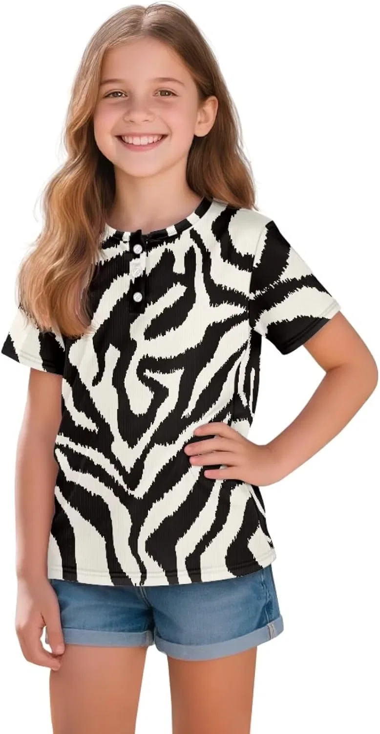 Детская футболка с принтом, Gzzxiailg, Zebra Skin, размеры 2-16 лет