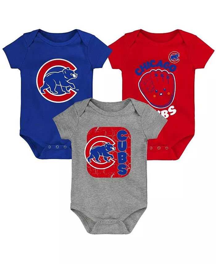 

Комплект боди унисекс для новорожденных Royal и Red and Grey Chicago Cubs Change Up, комплект из 3 шт Outerstuff, синий