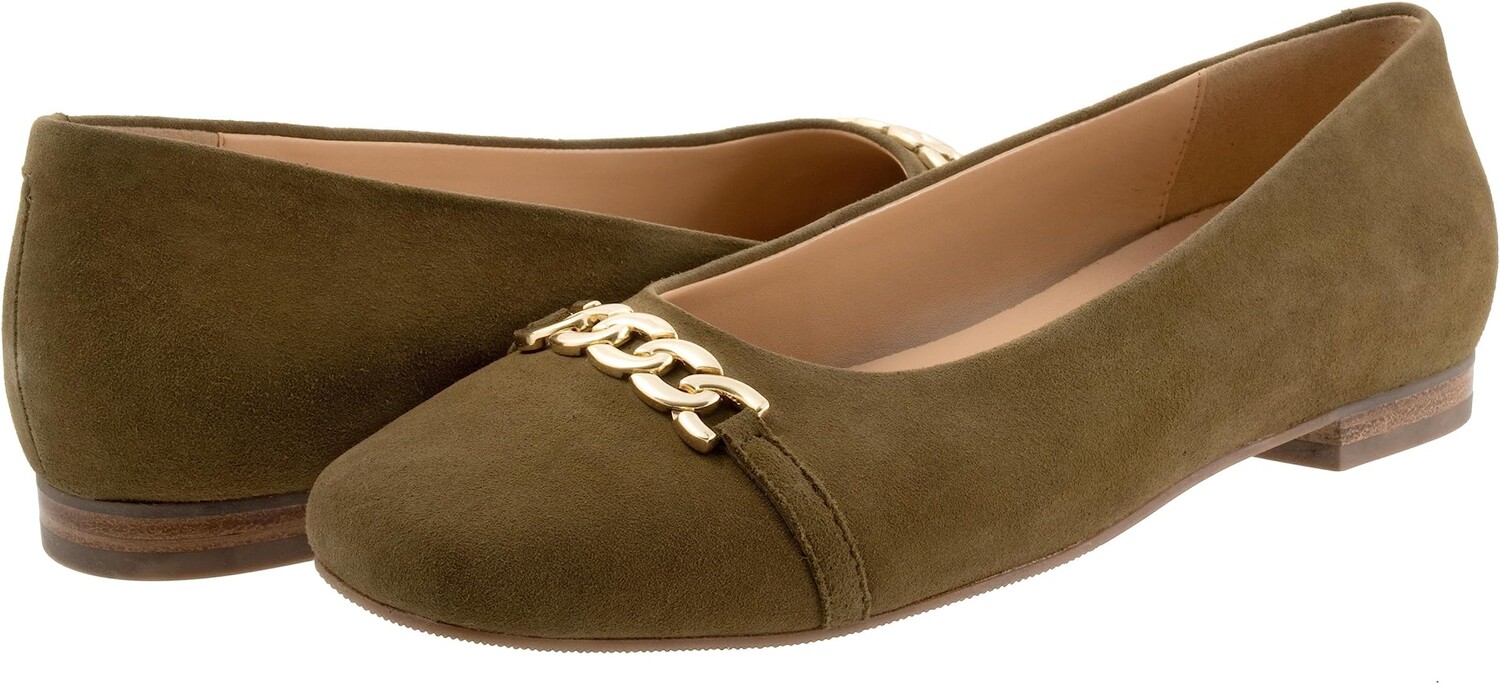 

Туфли на плоской подошве Trotters Harmony, цвет Olive Suede
