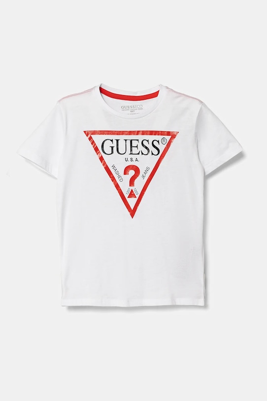 

Детская хлопковая футболка Guess, белый
