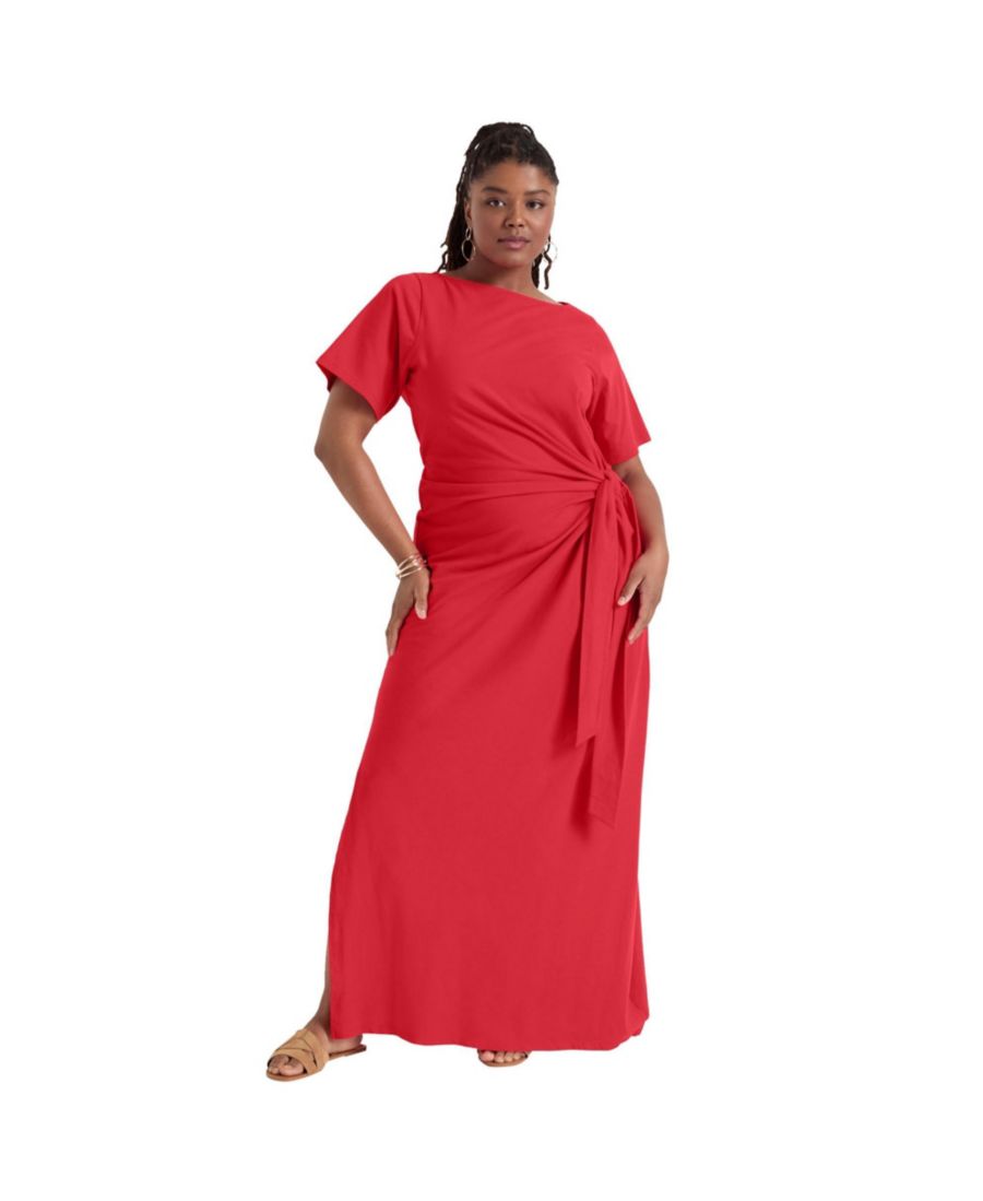 

Женское длинное платье June + Vie с вырезом-лодочкой и сборками June & Vie, Hibiscus