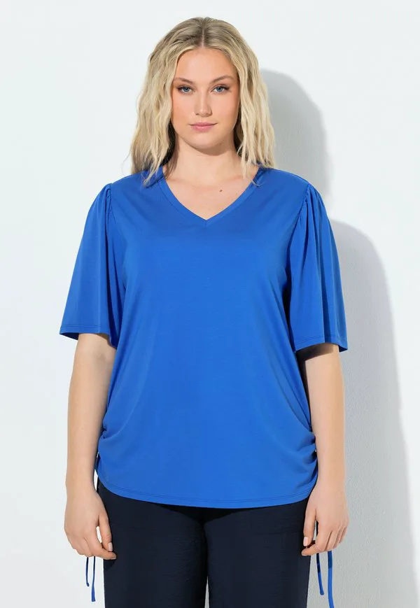 

Футболка с принтом raffbänder vausschnitt flügelhalbarm Ulla Popken, Peacock Blue, Синий, Футболка с принтом raffbänder vausschnitt flügelhalbarm Ulla Popken, Peacock Blue