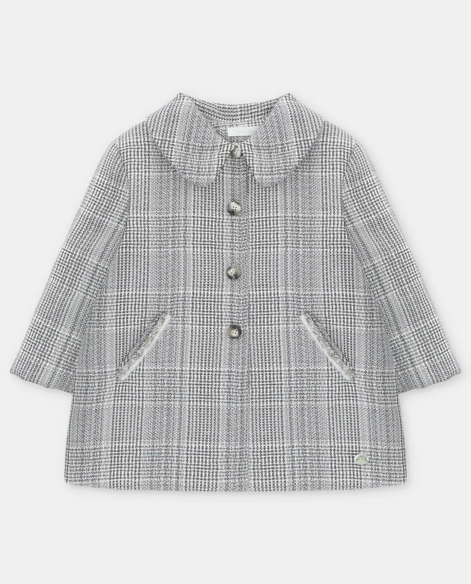 

Детское пальто с мелким клетчатым принтом в сером цвете Martín Aranda