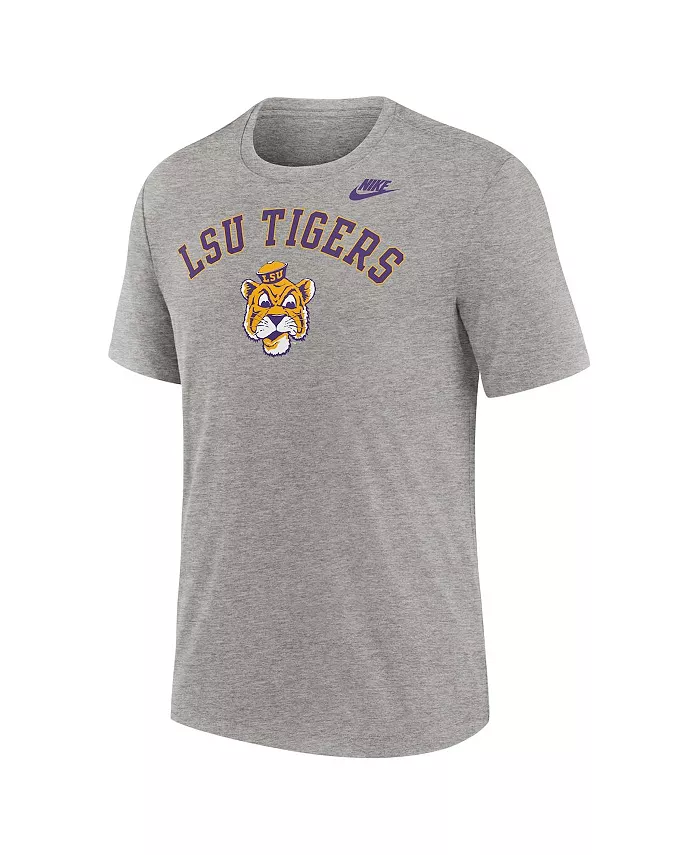 Мужская футболка Heather Gray LSU Tigers Legacy Arch Tri-Blend Nike — фото 2