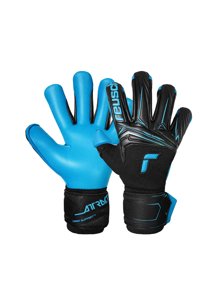 

Reusch Вратарские перчатки Attrakt Aqua Finger Support, модель 7736, черно-бирюзовый цвет