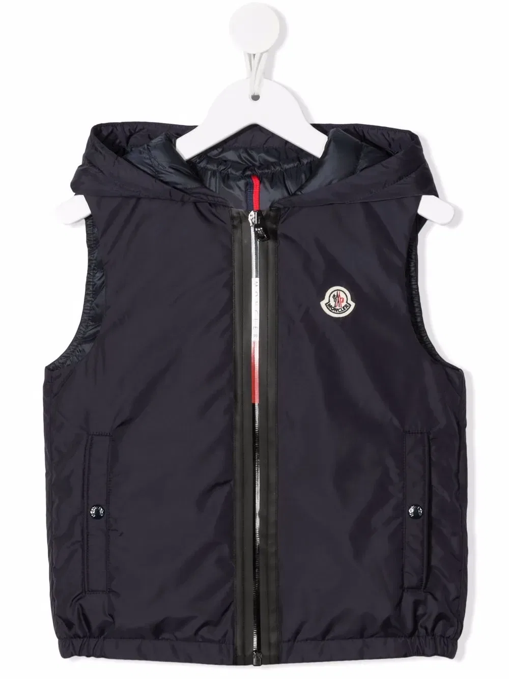Жилет с капюшоном и нашивкой с логотипом Moncler Enfant, синий