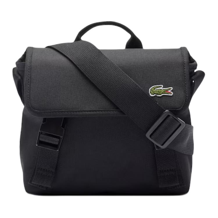

LACOSTE Полиэстеровая одноплечевая сумка унисекс черная, Black