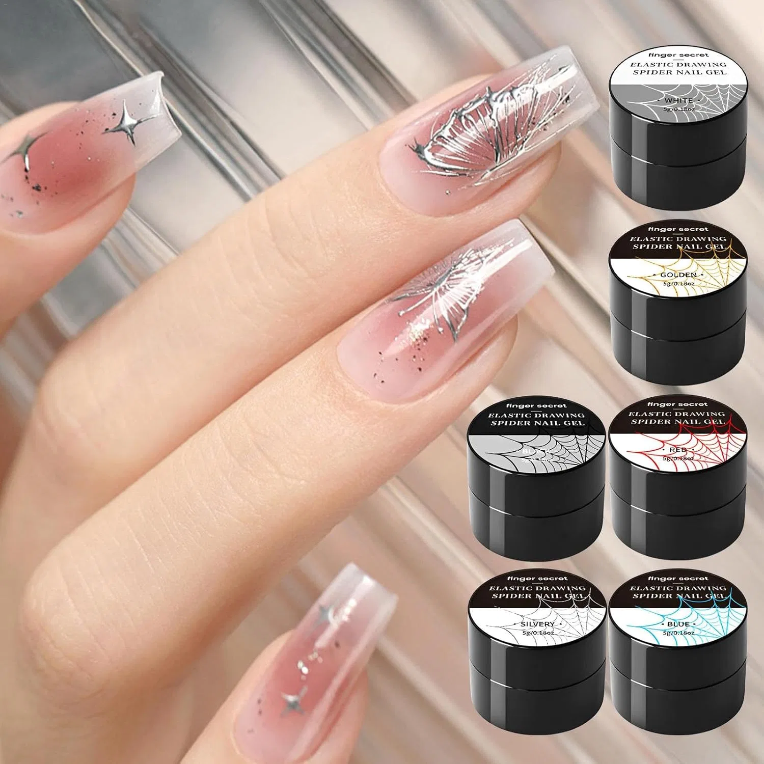 Набор из 6 цветов гель-краски «Spider Gel» для ногтей Stronrive — фото 2