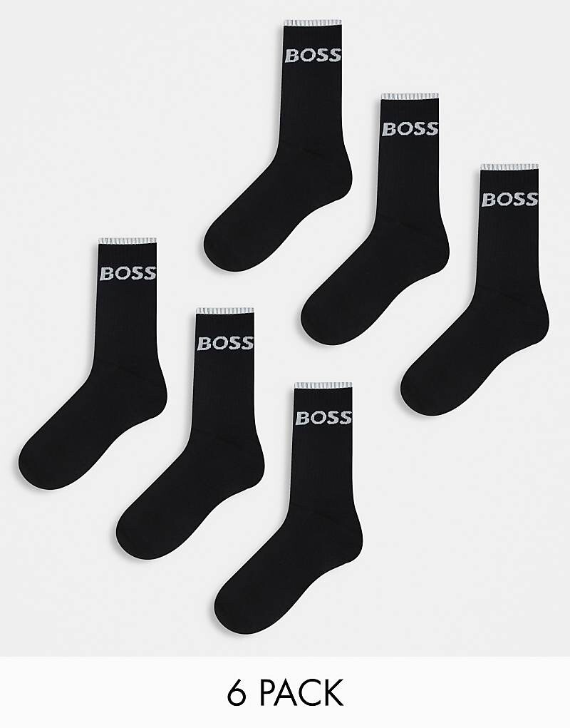 

Набор из 6 черных носков с логотипом BOSS Bodywear
