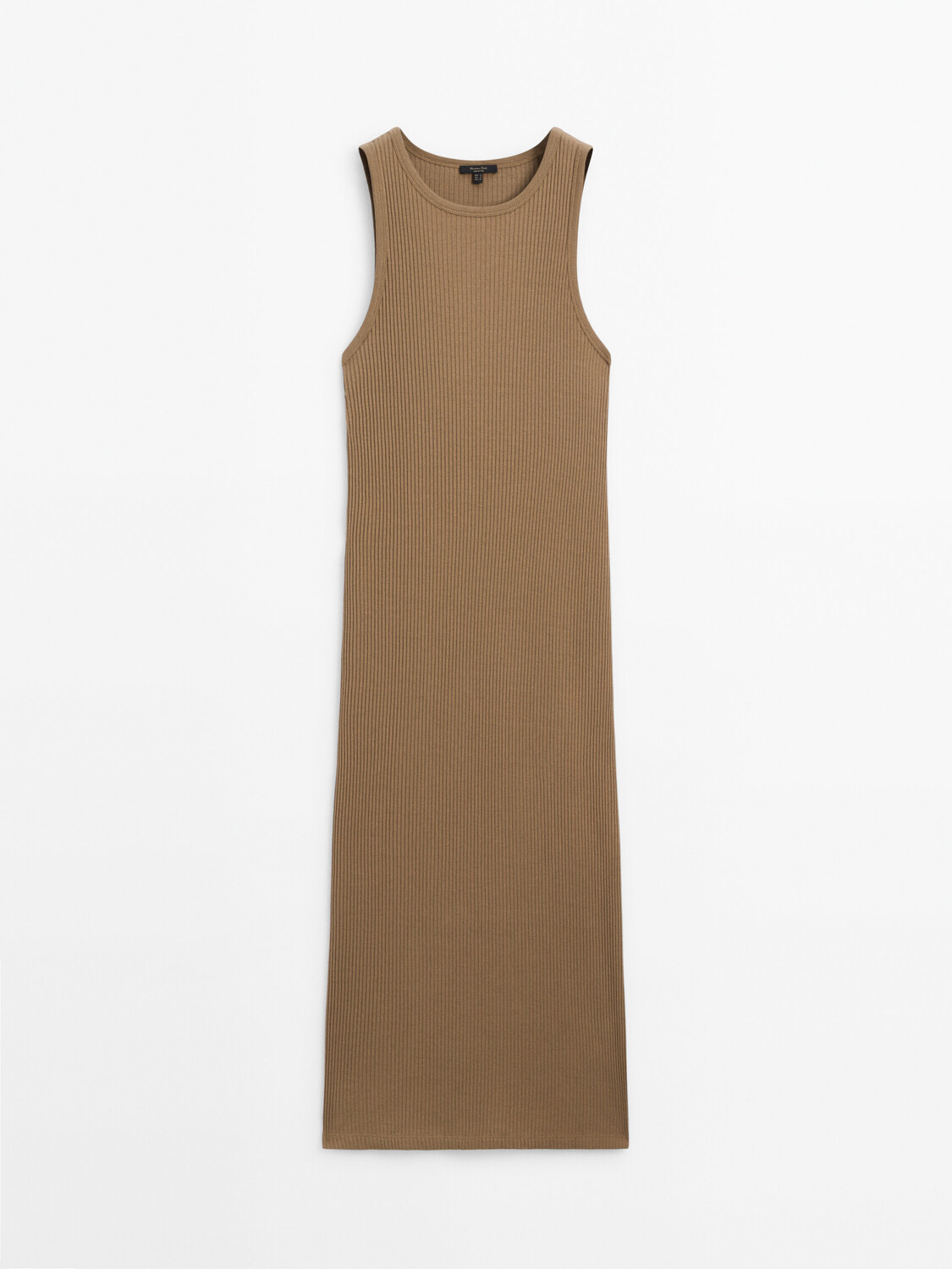 

Платье миди в рубчик из 100% хлопка Massimo Dutti, охра