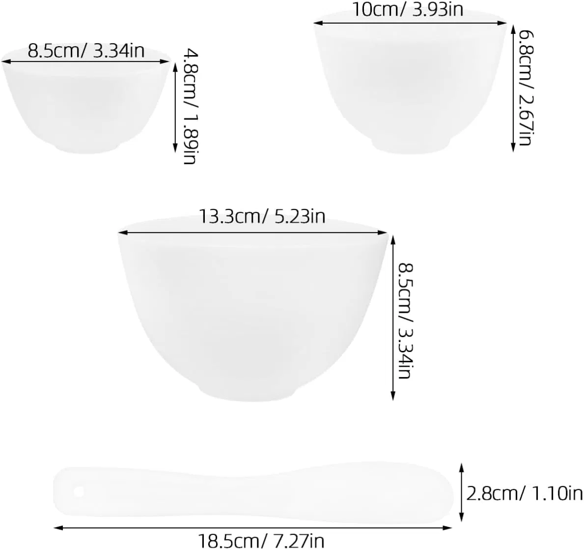 Набор мисок для смешивания масок Silicone Face Mixing Bowl Kit Frcolor 3 миски + 2 палочки белый — фото 3