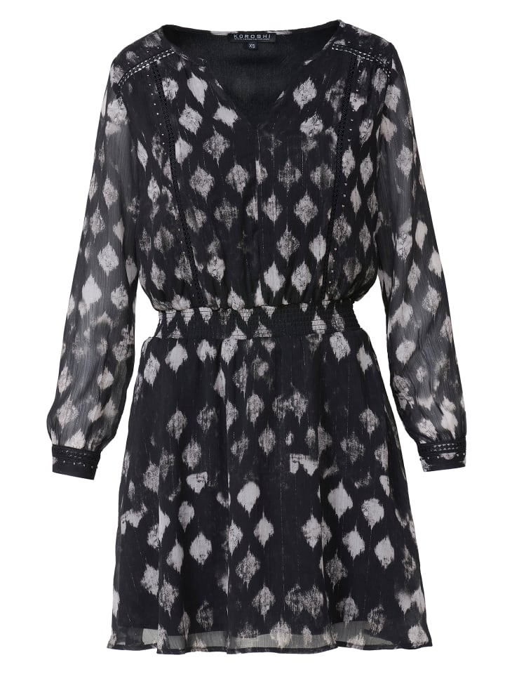 

KOROSHI Короткое мини-платье с принтом и длинными рукавами, ЧЕРНОГО цвета