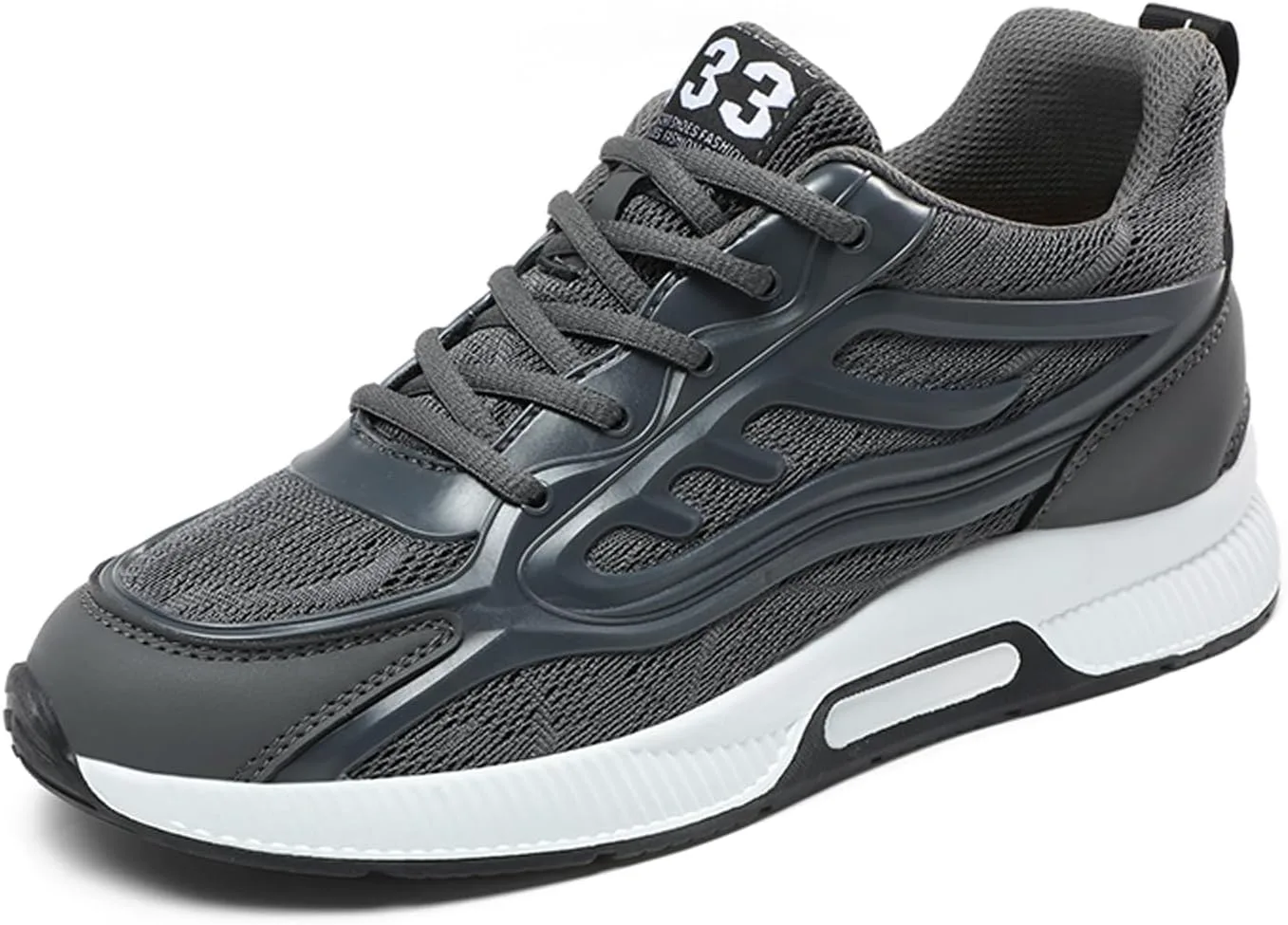 

Мужские кроссовки на каблуке высотой 2,36 дюйма, невидимые, увеличивающие рост, обувь на шнуровке, кроссовки на скрытом каблуке, модные кроссовки Ihinzry, серый