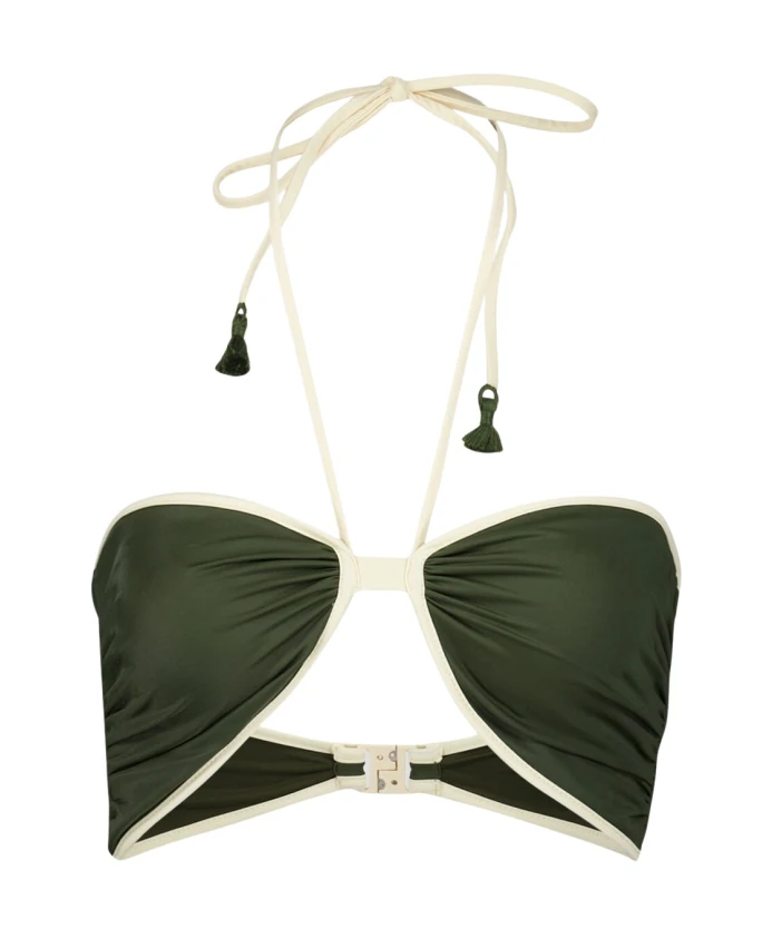 

Верхняя часть бикини цвета хаки с металлическими вставками Johanna Ortiz, зеленый