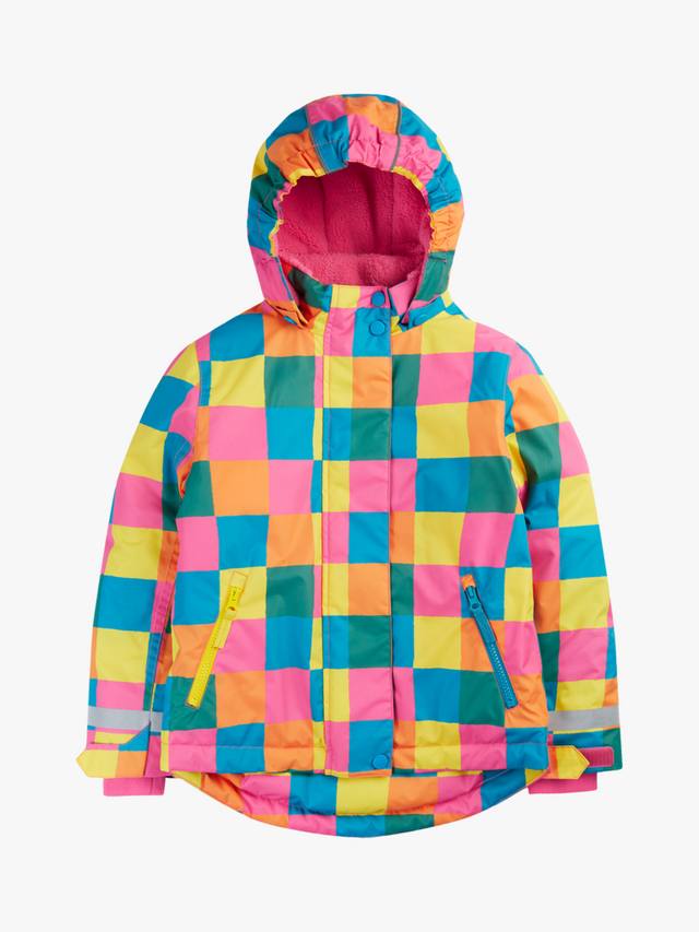 

Детская водонепроницаемая куртка с капюшоном для снега и лыж Frugi, Rainbow Check