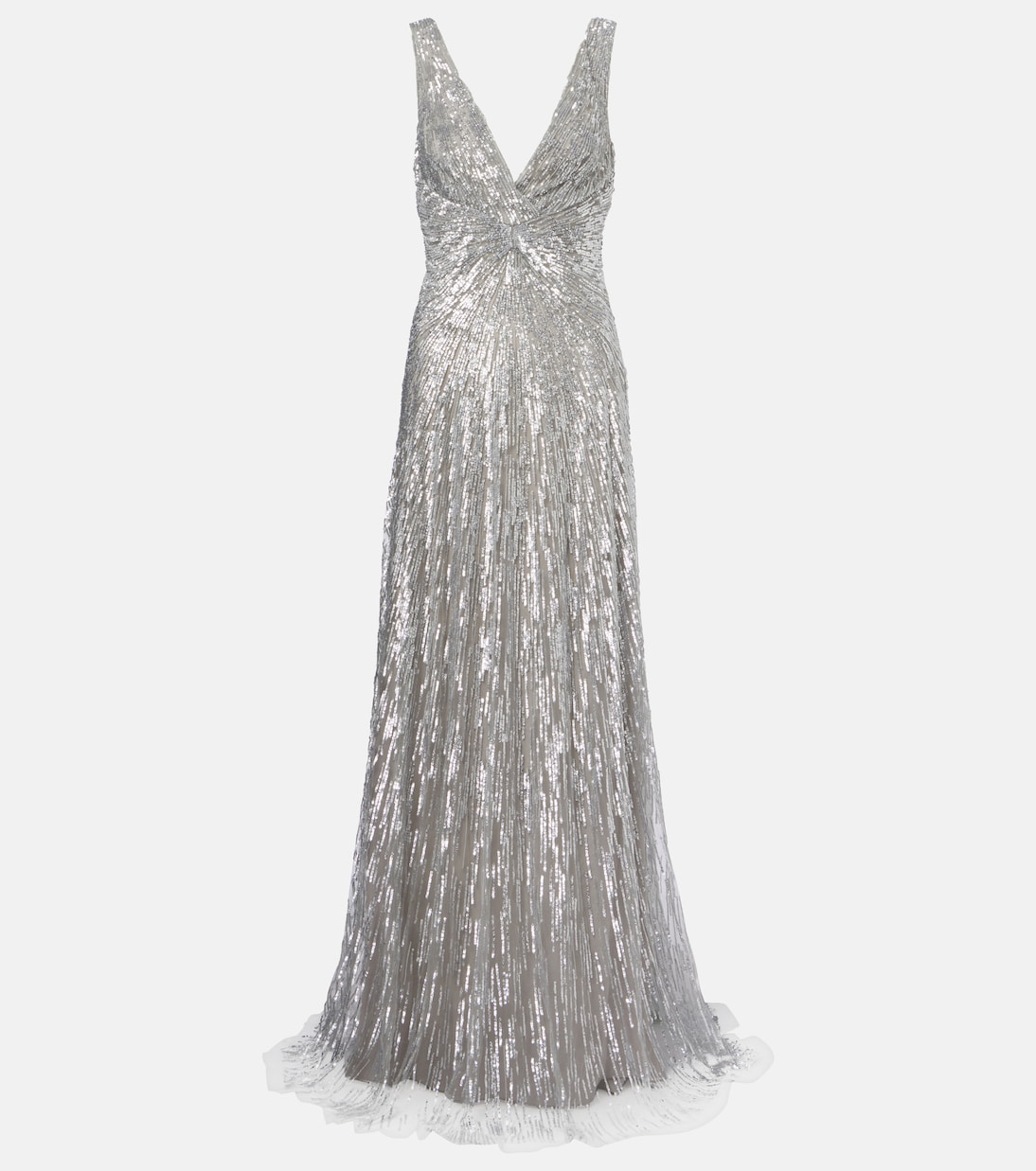 

Платье из тюля с пайетками Monique Lhuillier, серебряный