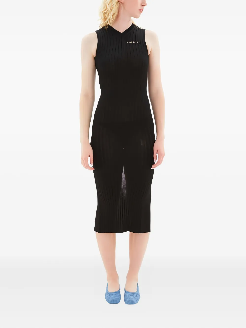 

Рифленое миди-платье Marni, черный