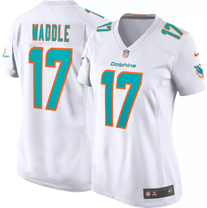 

Женская белая игровая майка Nike Miami Dolphins Jaylen Waddle #17