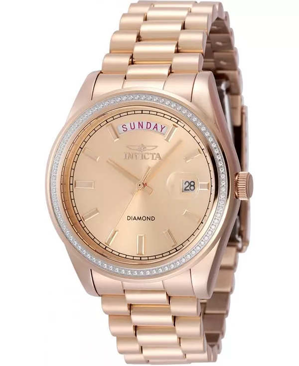 

Женские часы 48766 Elite Diamond Quartz с тремя стрелками из розового золота Invicta, gold