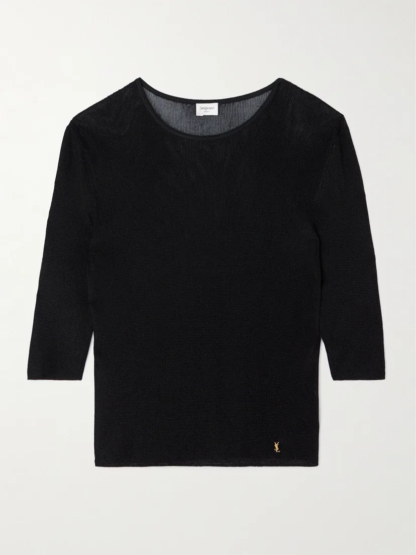 Декорированный вязаный топ SAINT LAURENT, черный