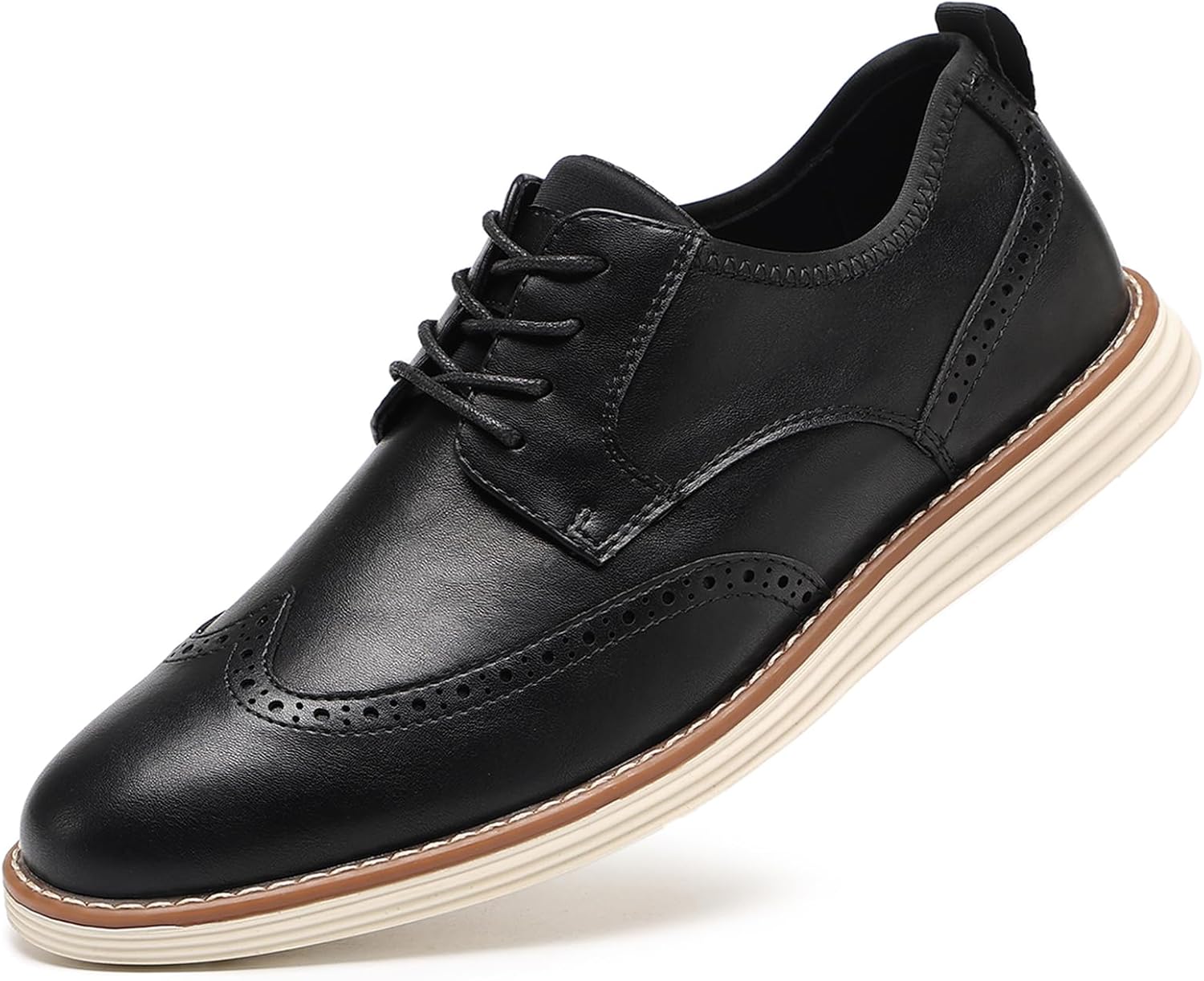 

Мужские кожаные оксфорды с крыльями, классические туфли на шнуровке, повседневные кроссовки, удобная деловая офисная обувь Qijozxn, черный