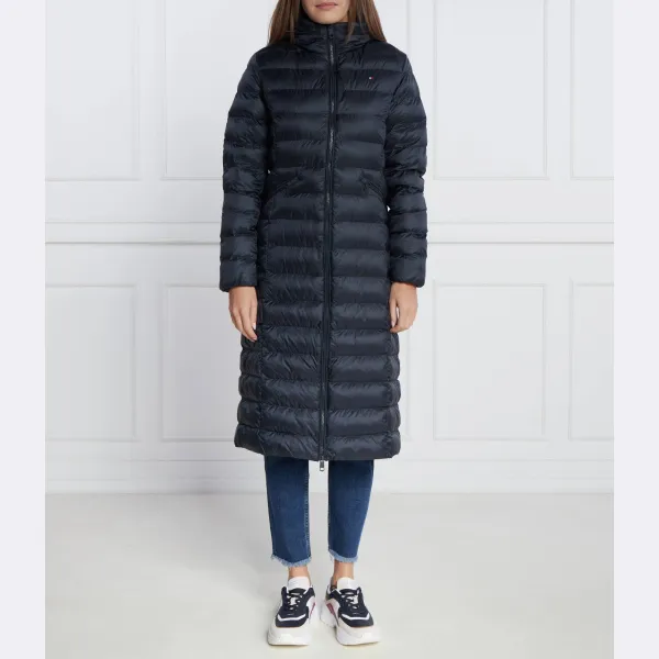 

Mw куртка макси узкого кроя с утепленной полоской и глобальными полосками Tommy Hilfiger, синий