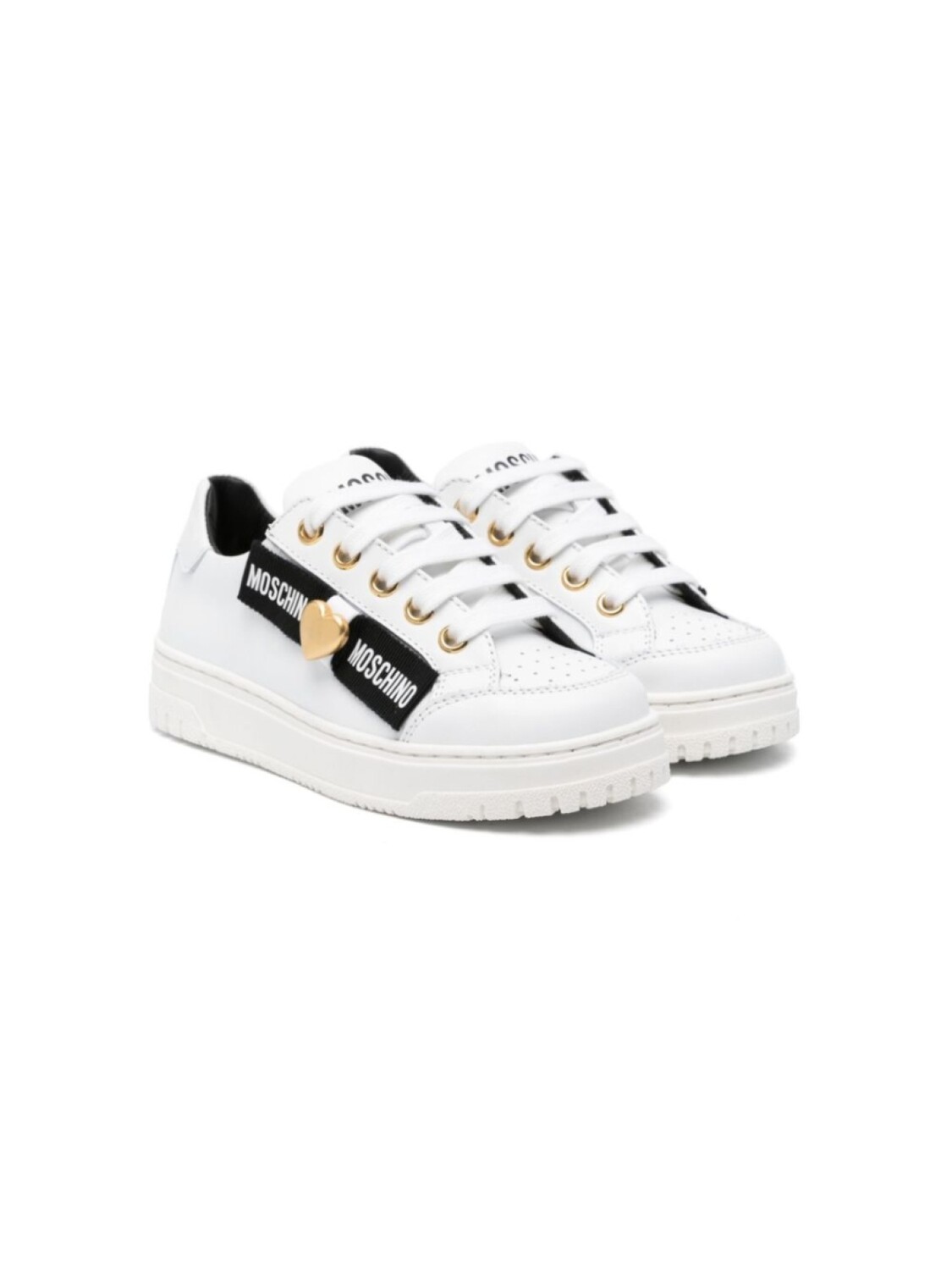 

Кроссовки с логотипом и ремешком Moschino Kids, белый