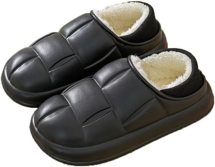 

Мужские и женские водоотталкивающие однотонные хлопковые тапочки для зимы, для дома и улицы, для прогулок по снегу Zonkacen, черный