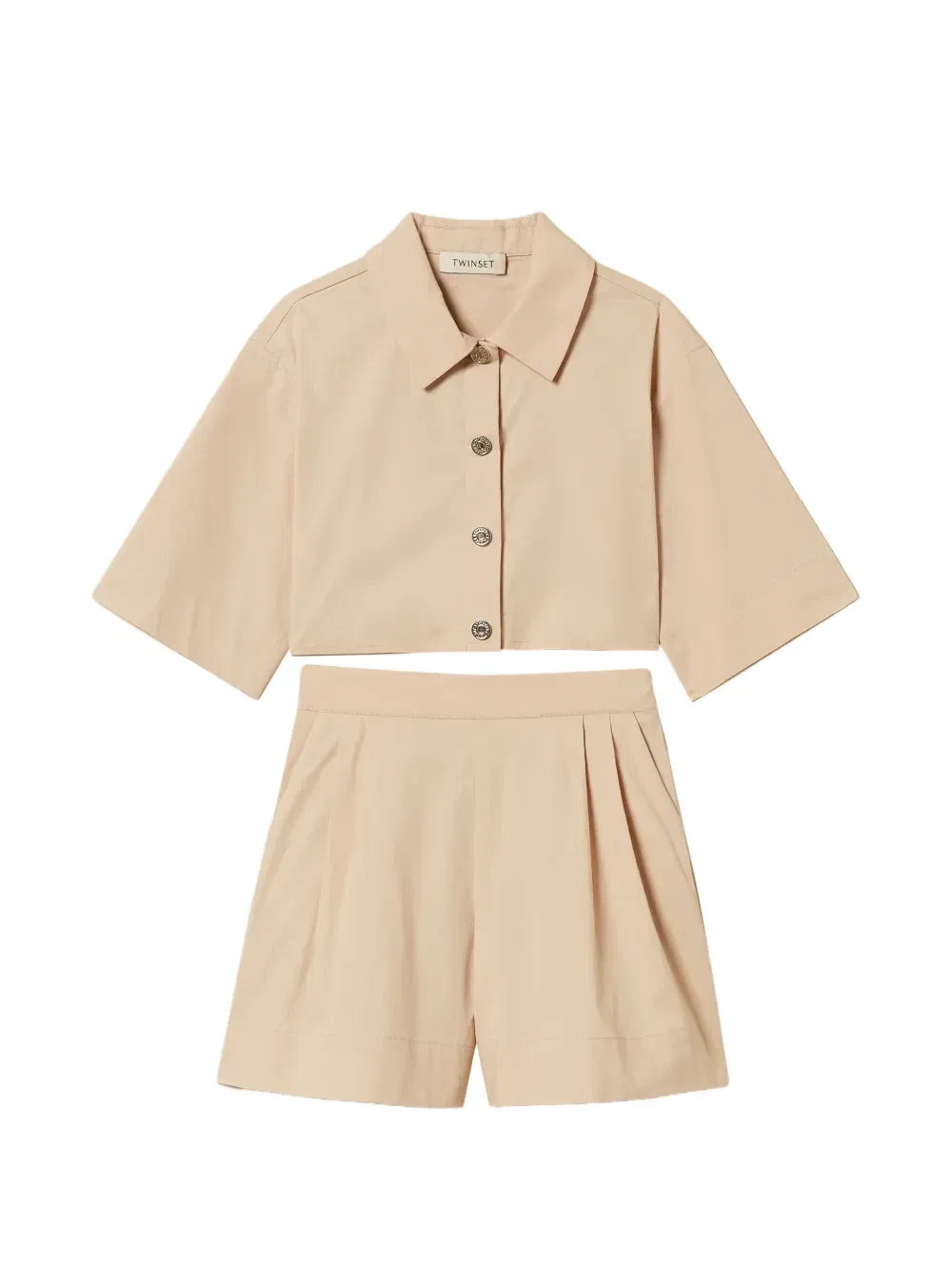 Комплект из топа и шорт с короткими рукавами Twinset Kids, бежевый